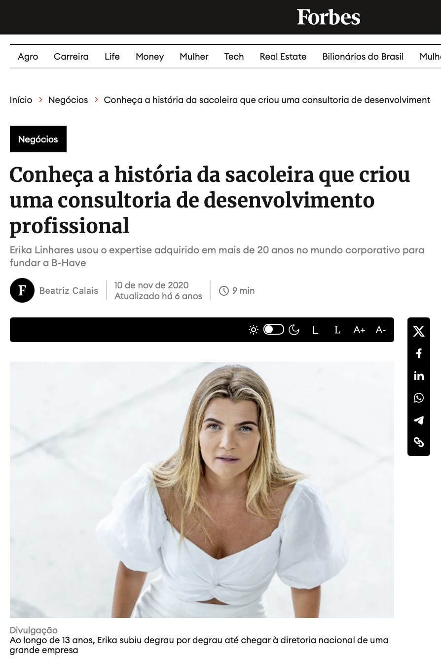 Forbes — Conheça a história da sacoleira que criou uma consultoria de desenvolvimento profissional